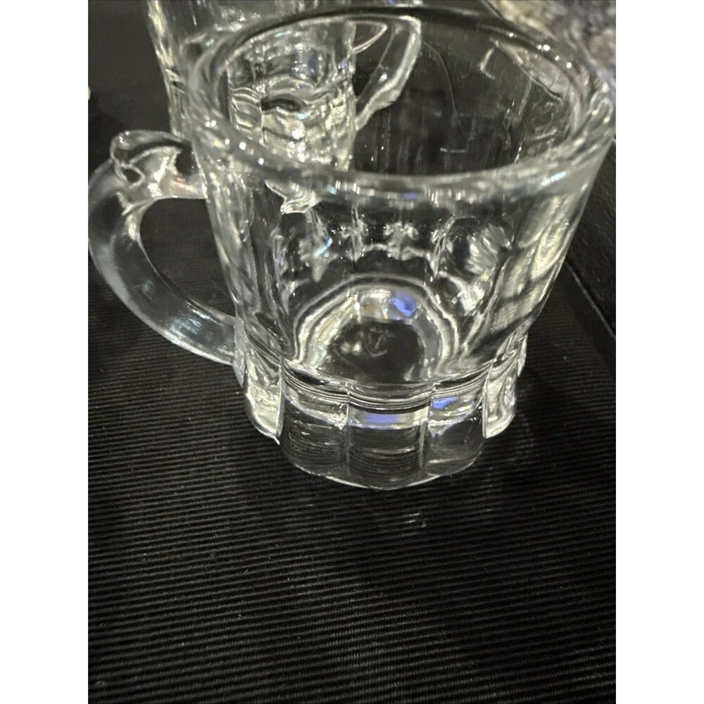 VTG Lot of 6 Federal Glass Mini Clear Beer Shot Glasses Mugs Toothpick Holders
